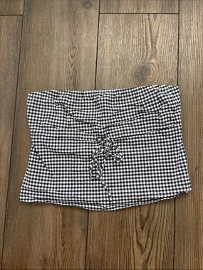 Brandy Melville Black and White Gingham Drawstring Women’s tube top